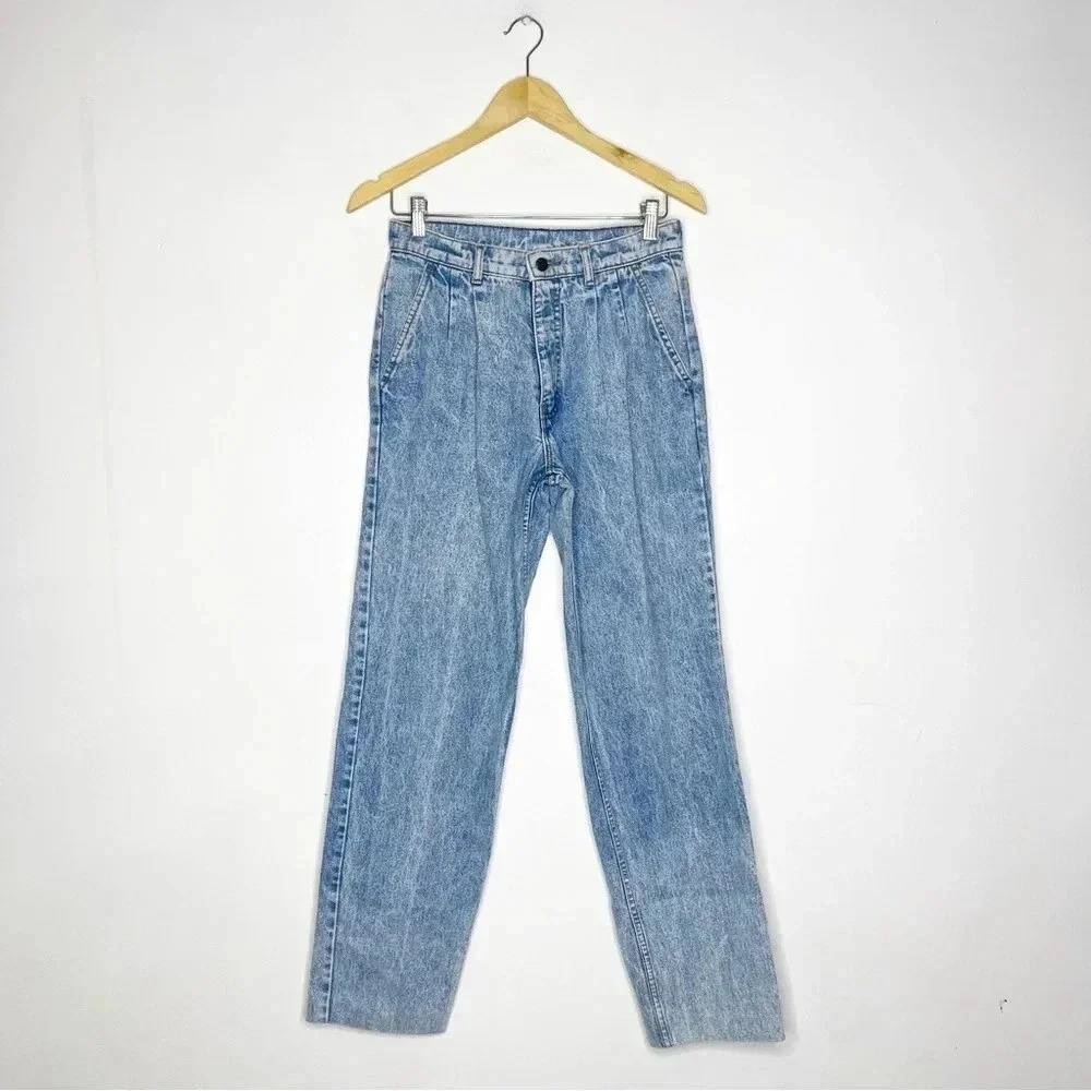 Levi's Vintage Jeans Acid Wash Orange Tab Mom High Rise Taper Straight Size 29 8
